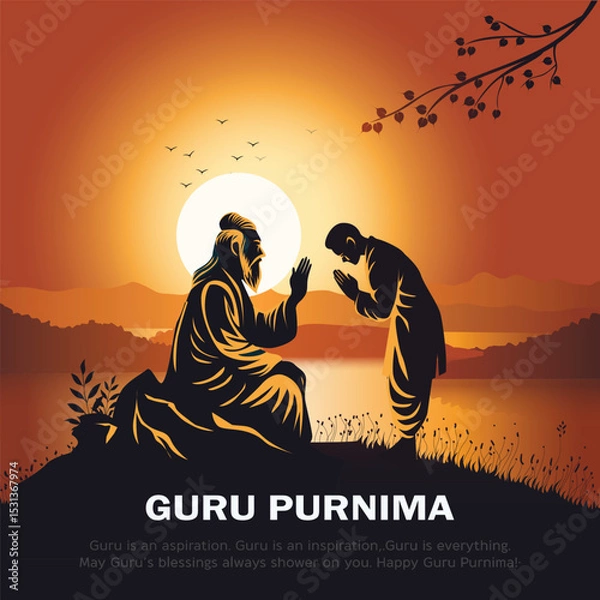 Fototapeta Creative vector Illustration for the Day Of Honoring Celebration Guru Purnima. abstract vector illustration design