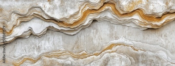 Fototapeta Abstract layered stone texture in light beige and off-white with subtle gold veins