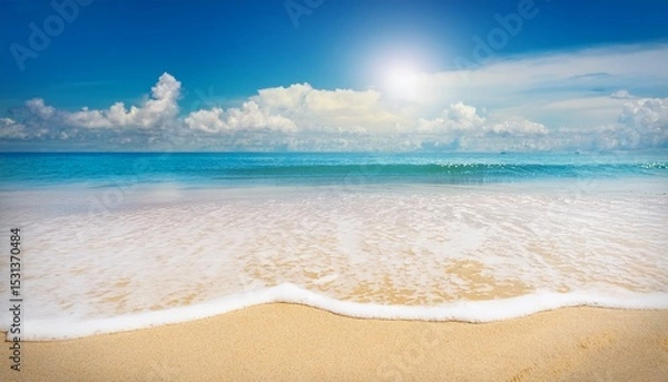 Obraz beautiful sandy beach with blur ocean background summer concept