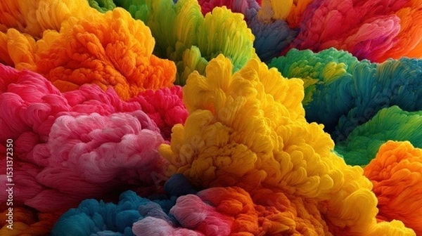 Obraz Vibrant Pile of Colorful Abstract Fibrous Floral Formations