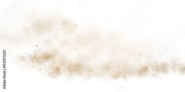 Fototapeta A soft golden-brown dust cloud drifts through the air, illuminated by tiny glowing particles.