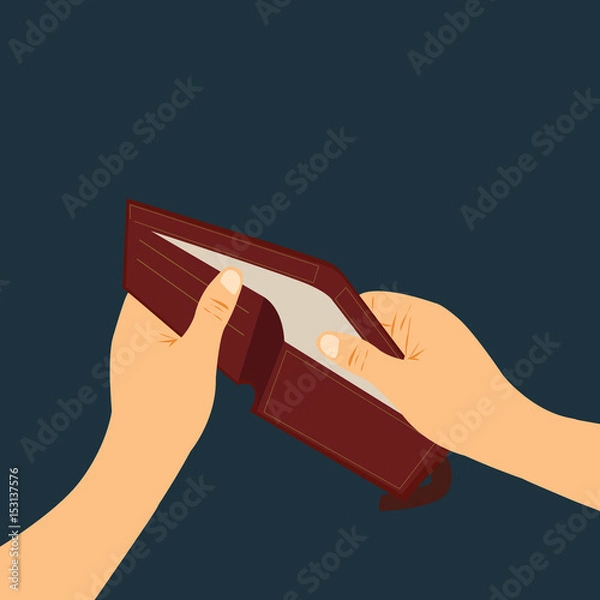Fototapeta Empty wallet, broke vector Illustration design concept