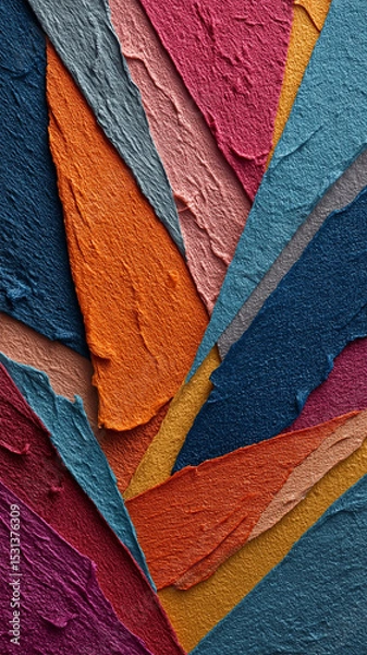 Fototapeta Abstract textured art with vibrant colors and diagonal brushstrokes.