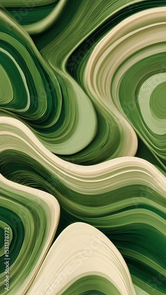 Fototapeta Abstract green and cream swirling pattern, perfect for backgrounds.