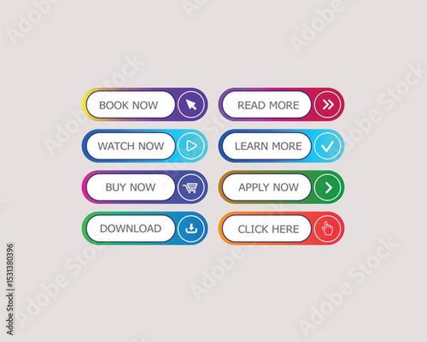Obraz Set of vector modern material style buttons. For Websites, app, UI. Vector Illustration