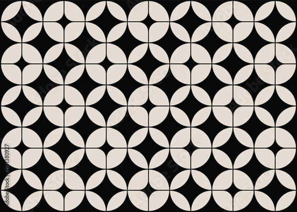 Fototapeta Mid century modern floral geometric pattern in black and white. Graphical illustration for a unique banners, textiles and home décor.	
