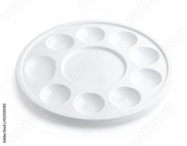 Fototapeta White Ceramic Palette with Circular Design for Mixing Colors