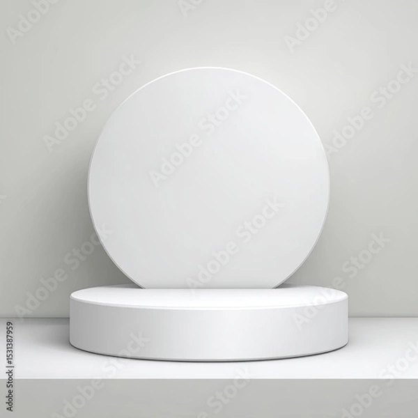 Fototapeta Empty white circular podium