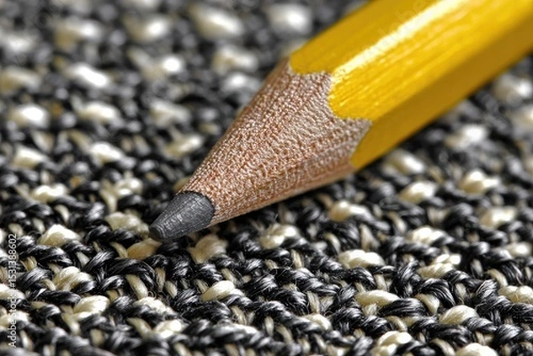 Fototapeta Close-up of a pencil on textured fabric