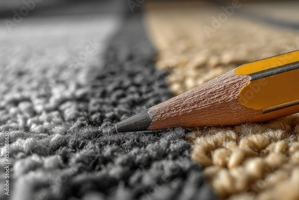 Fototapeta Close-up pencil on textured carpet