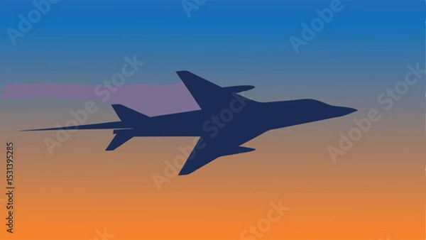 Fototapeta Jet Plane Silhouette in Sky