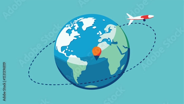 Fototapeta Flight Path Over Globe