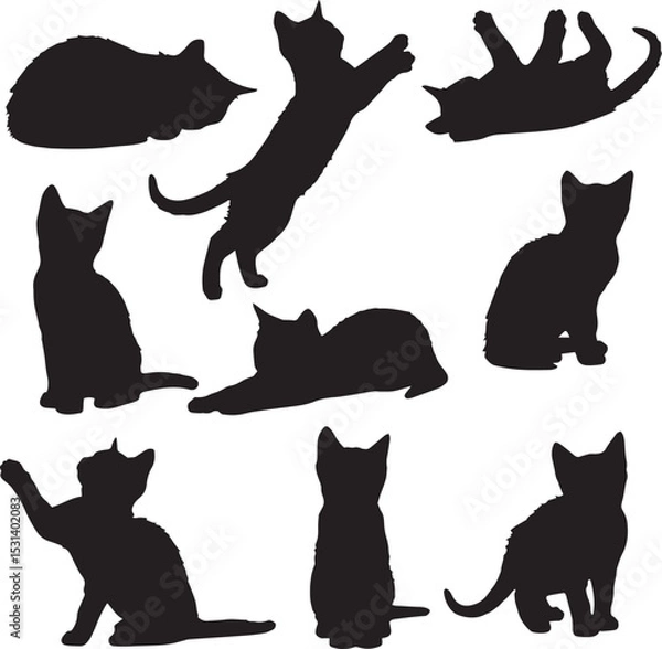 Obraz Kitten silhouette vector collection 