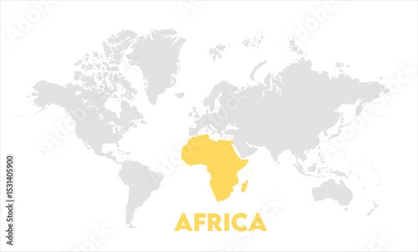 Fototapeta Africa map highlighted on the world map, Africa map, modern world map, Illustration, eps 10, worldwide, all continents, all countries, worldwide project