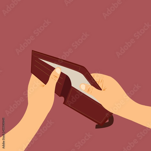 Fototapeta Empty wallet, broke vector Illustration design concept