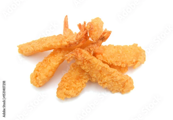 Obraz Stack butterfly shrimps on white background 
