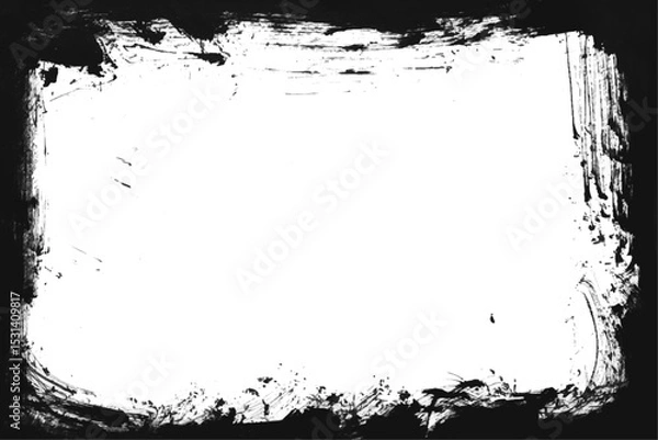 Fototapeta Grunge border texture background. Grunge style frames are black on a white background.	