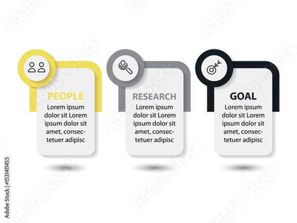 Fototapeta Business data visualization. 3 steps infographic icons designed for abstract background template milestone element modern diagram process technology digital marketing data presentation chart Vector