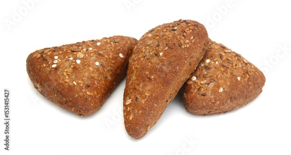 Obraz Stack grain bread isolated on white background