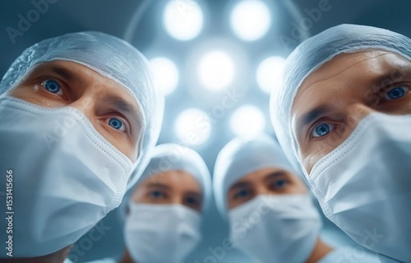 Fototapeta Surgeons collaborate in a sterile operating room to perform complex procedures, showcasing teamwork and precision in modern medicine