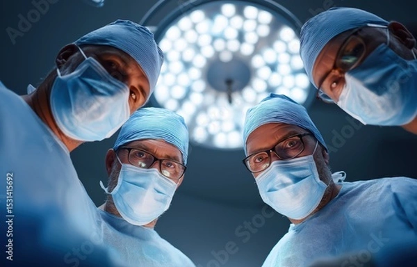 Fototapeta Surgeons teamwork in a bustling operating room during complex procedures in China highlighting skill and collaboration