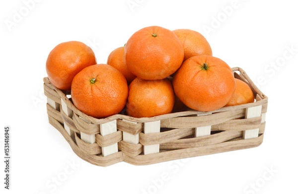 Obraz Ripe mandarin citrus isolated tangerine mandarine orange on white background.