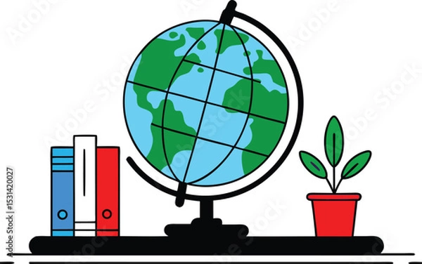 Obraz green planet earth with a tree Illustrator Artwork