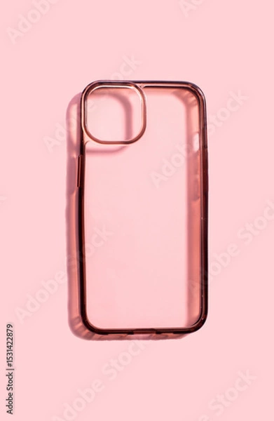 Fototapeta Old transparent phone case after two years of use, showing dirty surfaces. Protective mobile device accessories.