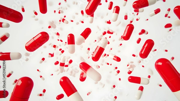 Fototapeta Red and white pills and tablets f  2DF66
