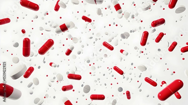 Fototapeta Red and white pills and tablets f  4DE0C
