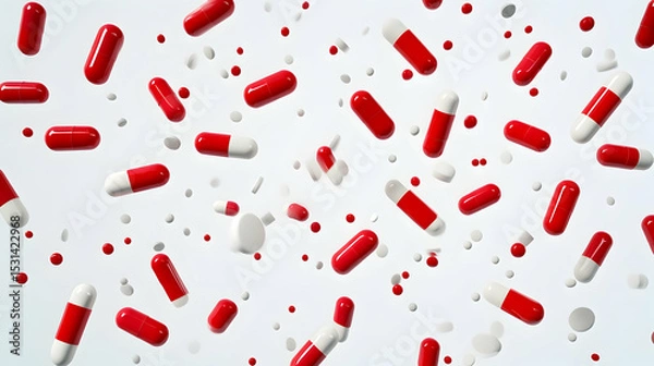 Fototapeta Red and white pills and tablets f  895D6