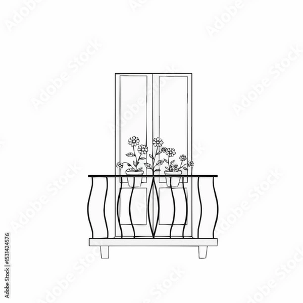 Obraz A balcony with potted plants