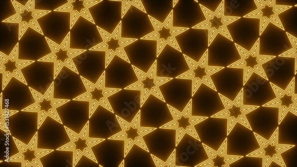 Obraz Pattern of glowing golden stars creating a mesmerizing geometric design.
