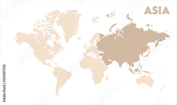 Obraz Asia continent map-03, Map of Asia, highlighted on the world map, Asia on the world map, Satellite view, Asia location on the globe.