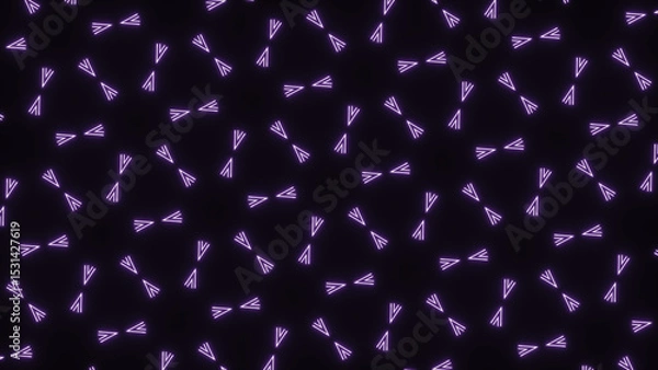 Obraz Geometric pattern with glowing purple arrows on a dark background, creating a futuristic and dynamic visual.