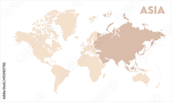 Obraz Asia continent map-12, Map of Asia, highlighted on the world map, Asia on the world map, Satellite view, Asia location on the globe.