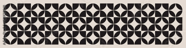 Fototapeta Mid century modern floral geometric pattern in black and white. Graphical illustration for a unique banners, textiles and home décor.	
