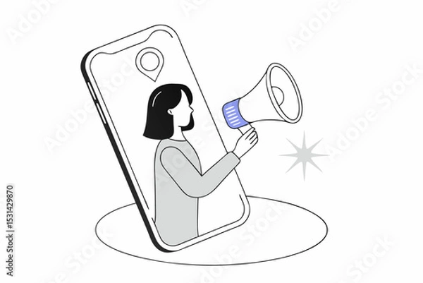 Fototapeta set of Social Media Marketing illustrations Collection of scenes with men and women taking part in business activities. Trendy vector style