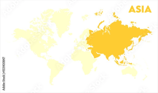 Fototapeta Minimalist Asia map-05, Map of Asia, highlighted on the world map, Asia on the world map, Satellite view, Asia location on the globe.