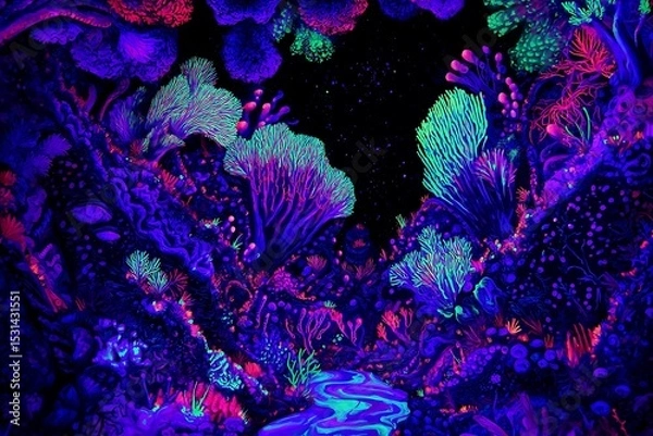 Obraz Fluorescent surreal underwater mysterious world