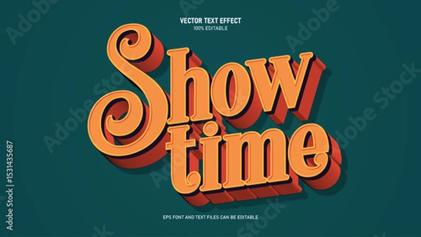 Fototapeta Show time editable text effect, retro vintage text style