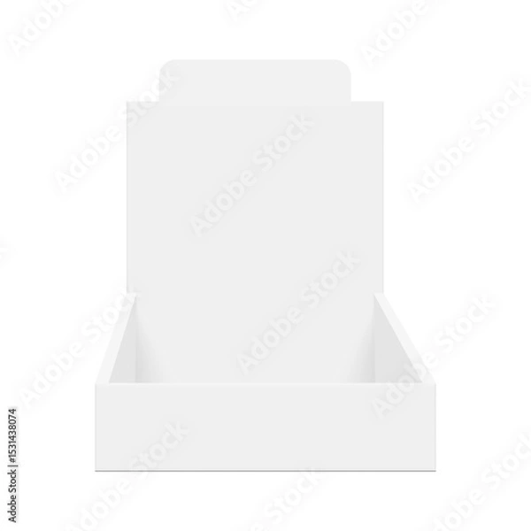 Obraz Blank Display Box Mockup, Front View, Isolated On White Background. Vector Illustration