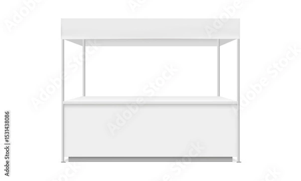 Obraz Outdoor Exhibition Kiosk Mockup With Table, Front View, Isolated On White Background. Vector Illustration