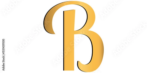 Fototapeta Golden Alphabet Letter B Font Text Design Vector Illustration.	