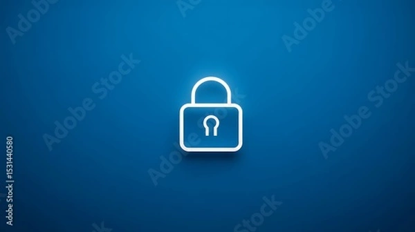Obraz A simple white padlock icon centered on a gradient blue background for security concept use