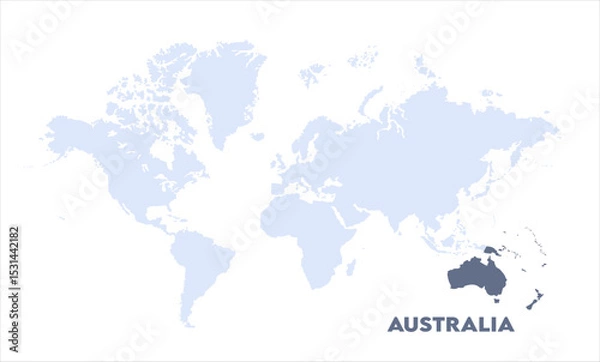 Obraz Watercolor world map with Australia-06, Map of Australia, highlighted on the world map, Australia on the world map, Satellite view, Australia location on the globe.