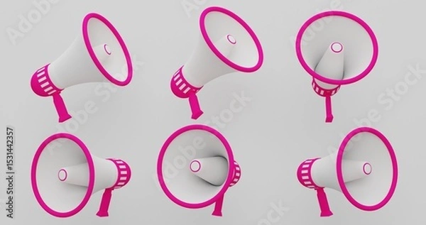 Fototapeta Arche Megaphone Group Displayed with Clean Aesthetic, Elegant Color Loudspeakers for Modern Promotions and Creative Messaging, Ideal for Trendy Marketing Use, 3D Render