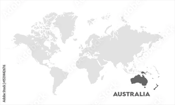 Obraz World map with Australia focus-06, Map of Australia, highlighted on the world map, Australia on the world map, Satellite view, Australia location on the globe.