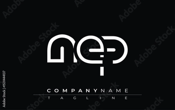 Fototapeta NEP abstract letter design. Modern Business Logo Design With Abstract Typography and Contemporary Style