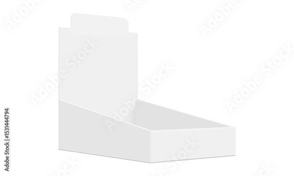 Fototapeta Blank Display Box Mockup, Side Perspective View, Isolated On White Background. Vector Illustration